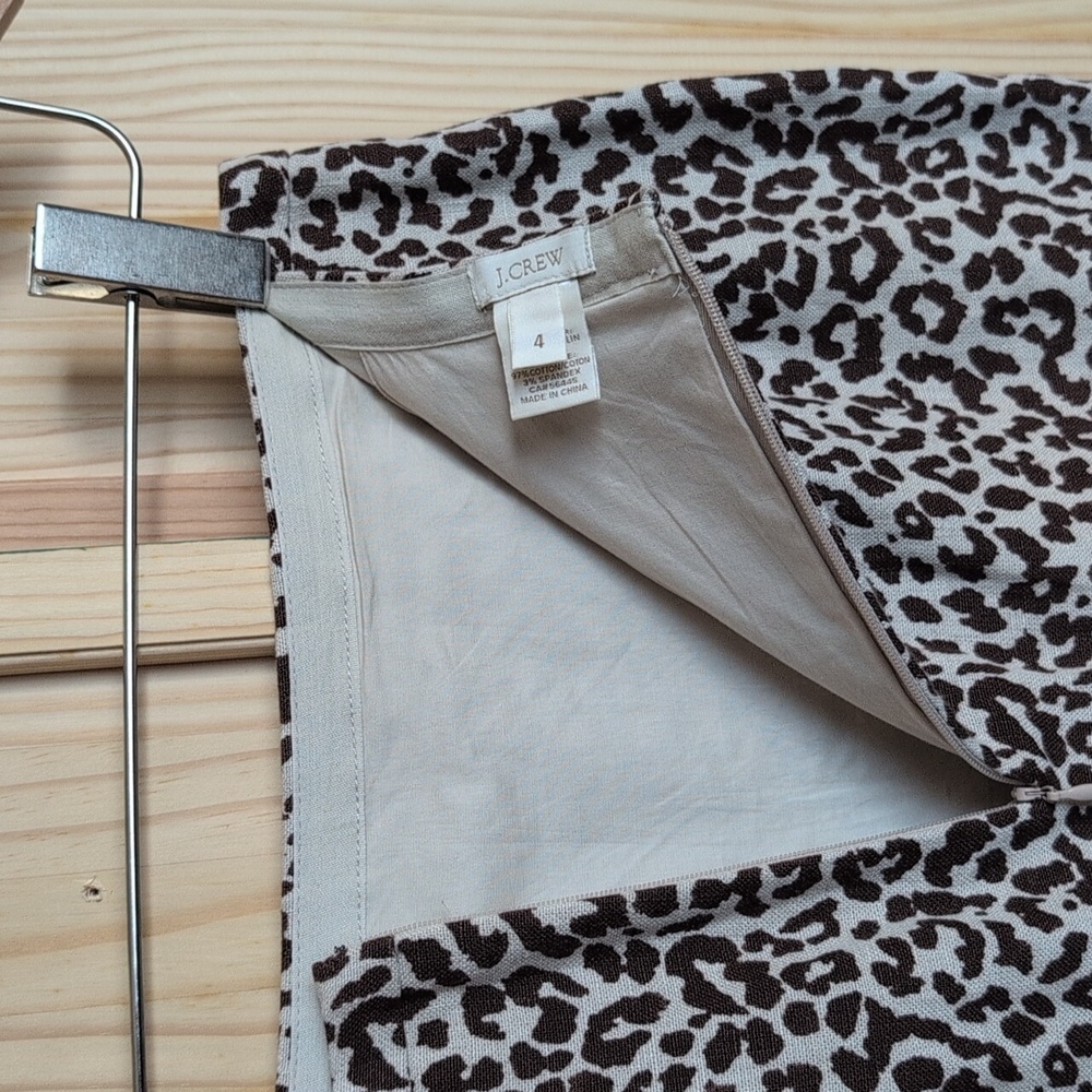 J. Crew Linen Leopard Print No. 2 Pencil Skirt Size 4 - Picture 8 of 9